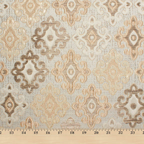 Fleury Cross Extra Wide Two Tone Metallic Damask Jacquard Fabric SV581134 Ivory 4
