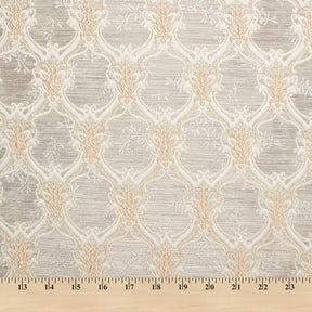 Trellis Geometric Extra Wide Two Tone Metallic Jacquard Fabric SV581131 Ivory 4