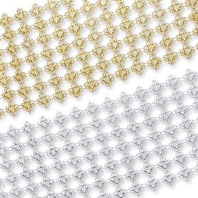 4 25 Inch Lucky Clover Filigree Metallic Studded Lace 10 Yard Trim Group