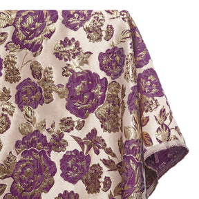 Rose Floral Plain Woven Crinkle Metallic Brocade Jacquard Fabric SV580728 Plum Gold A1