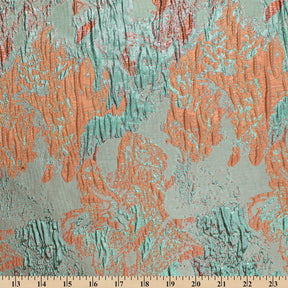 Abstract Plain Woven Crinkle Metallic Brocade Jacquard Fabric SV580736 Sage / Orange 4