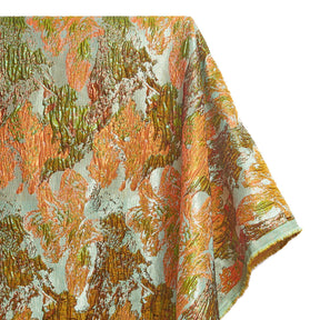 Abstract Plain Woven Crinkle Metallic Brocade Jacquard Fabric SV580737 Olive / Orange 1