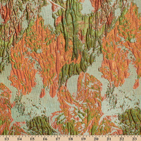 Abstract Plain Woven Crinkle Metallic Brocade Jacquard Fabric SV580737 Olive / Orange 4