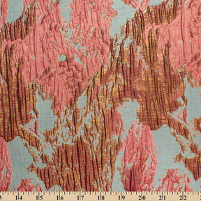 Abstract Plain Woven Crinkle Metallic Brocade Jacquard Fabric SV580738 Sage / Coral 4