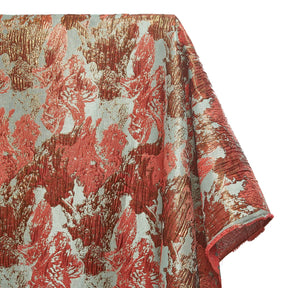 Abstract Plain Woven Crinkle Metallic Brocade Jacquard Fabric SV580738 Sage / Coral 1