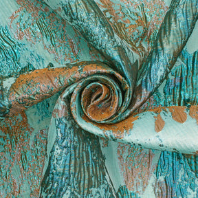 Abstract Plain Woven Crinkle Metallic Brocade Jacquard Fabric SV580739 Mint / Rust 2