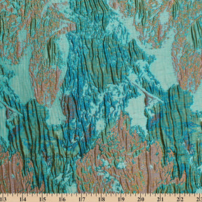 Abstract Plain Woven Crinkle Metallic Brocade Jacquard Fabric SV580739 Mint / Rust 4
