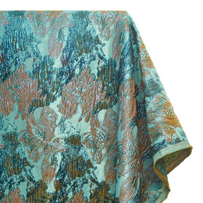 Abstract Plain Woven Crinkle Metallic Brocade Jacquard Fabric SV580739 Mint / Rust 1