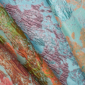 Abstract Plain Woven Crinkle Metallic Brocade Jacquard Fabric Group