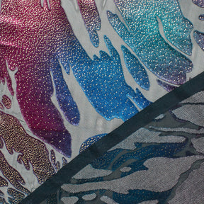 Abstract Metallic Embroidered Chiffon Jacquard Fabric SV580749 Lagoon 3