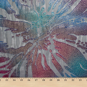 Abstract Metallic Embroidered Chiffon Jacquard Fabric SV580749 Lagoon 4