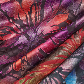 Abstract Metallic Embroidered Chiffon Jacquard Fabric Group