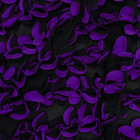 Ruffled Bulbs Embroidered On Chiffon Fabric SV581189 Black / Purple 1