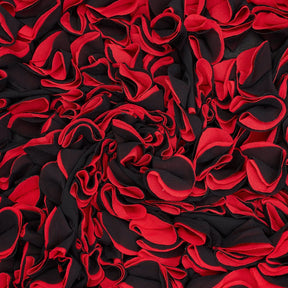 Ruffled Bulbs Embroidered On Chiffon Fabric SV580989 Black / Red 2