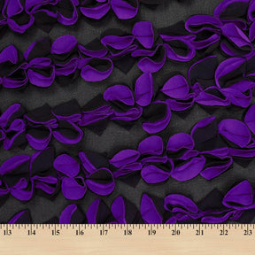 Ruffled Bulbs Embroidered On Chiffon Fabric SV581189 Black / Purple 3