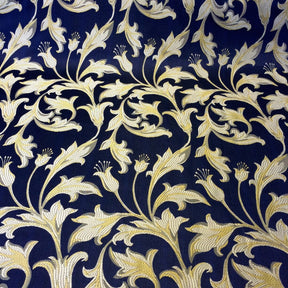 Extra Wide Bloom Upholstery Jacquard Fabric SV571011 Navy Blue / Gold 1