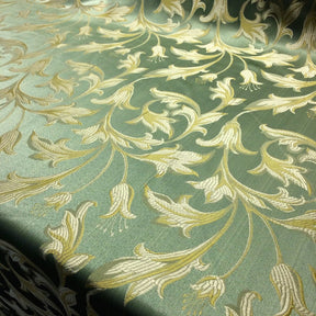 Extra Wide Bloom Upholstery Jacquard Fabric SV574791 Sage Green / Gold 1