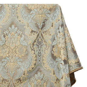 Floral Bouquet Extra Wide Metallic Damask Upholstery Jacquard Fabric SV581129 Light Blue 1