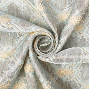 Trellis Geometric Extra Wide Two Tone Metallic Jacquard Fabric SV581132 Light Blue 2