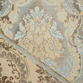 Floral Bouquet Extra Wide Metallic Damask Upholstery Jacquard Fabric SV581129 Light Blue 3