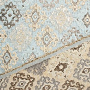 Fleury Cross Extra Wide Two Tone Metallic Damask Jacquard Fabric SV581135 Light Blue 3