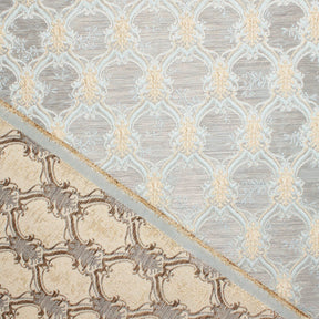 Trellis Geometric Extra Wide Two Tone Metallic Jacquard Fabric SV581132 Light Blue 3