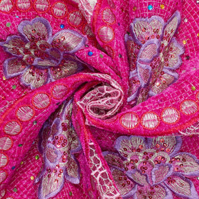 Floral Rhinestone Doily On Chemical Mesh Fabric SV581235 2