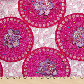 Floral Rhinestone Doily On Chemical Mesh Fabric SV581235 3
