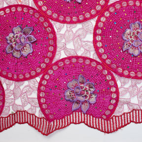 Floral Rhinestone Doily On Chemical Mesh Fabric SV581235 4