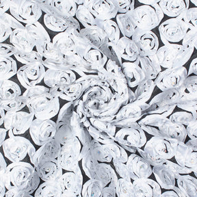 Sequins Rosette Fabric SV581797 Black / White 2