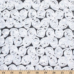 Sequins Rosette Fabric SV581797 Black / White 3