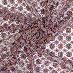 Multi Color Metallic Yarn Chemical Lace Fabric SV576095 Flamingo 3