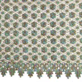Multi Color Metallic Yarn Chemical Lace Fabric SV582136 Peacock 2