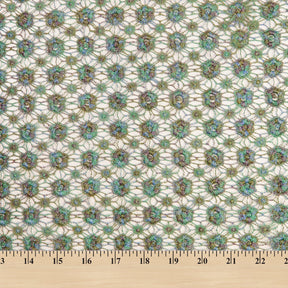 Multi Color Metallic Yarn Chemical Lace Fabric SV582136 Peacock 4