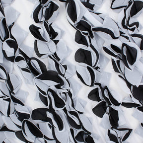 Ruffled Bulbs Embroidered On Chiffon Fabric SV576098 Black / White 1