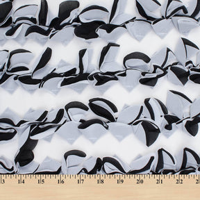 Ruffled Bulbs Embroidered On Chiffon Fabric SV576098 Black / White 3