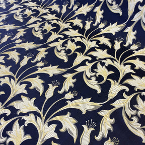 Extra Wide Bloom Upholstery Jacquard Fabric SV571011 Navy Blue / Gold 2