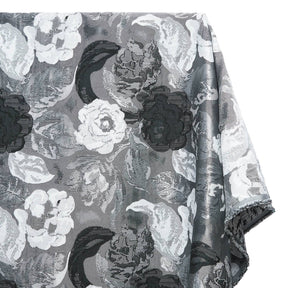Garden Bloom Floral Extra Wide Metallic Upholstery Jacquard Fabric SV581152 Charcoal 1