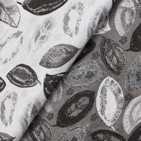Autumn Leaf Extra Wide Metallic Upholstery Jacquard Fabric SV581155 Charcoal 3