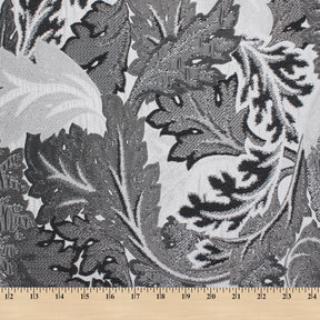 Leafy Extra Wide Metallic Upholstery Jacquard Fabric SV581158 Charcoal 4