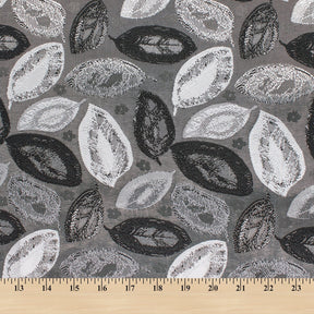 Autumn Leaf Extra Wide Metallic Upholstery Jacquard Fabric SV581155 Charcoal 4