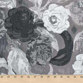 Garden Bloom Floral Extra Wide Metallic Upholstery Jacquard Fabric SV581152 Charcoal 4