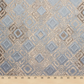Geometric Square Extra Wide Metallic Upholstery Jacquard Fabric SV581123 Blue 4