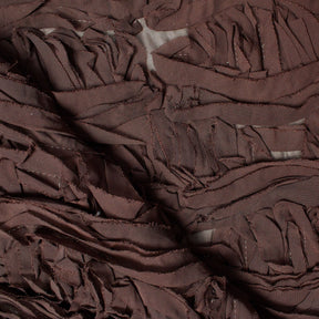 Striped Ruffle Chiffon Embroidery Fabric SV582031 Brown 1