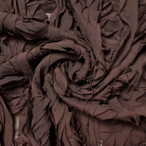 Striped Ruffle Chiffon Embroidery Fabric SV582031 Brown 2