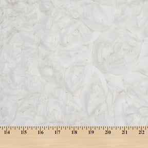 Ruffle Daisy Rosette On Mesh Fabric SV581058 White 3