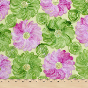 Two Color Floral Ribbon Lace With Sequins Fabric SV580953 Pink & Green 4