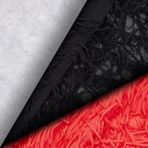 Black Fringe Trim Layers On Poly Chiffon Fabric Group