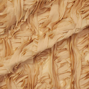 Striped Ruffle Chiffon Embroidery Fabric SV581252 Gold 1