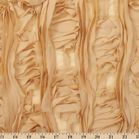 Striped Ruffle Chiffon Embroidery Fabric SV581252 Gold 3